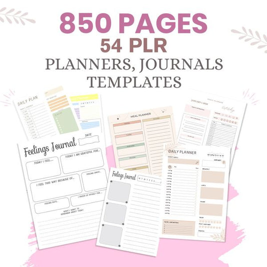 850 Pages PLR Planners/Journals/Templates Bundle - (Editable & Printable)