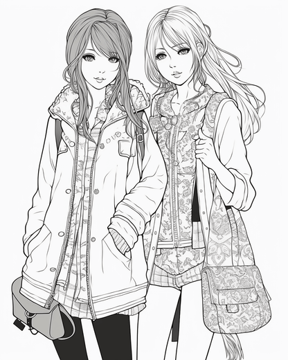 85 Fashion Girl Anime Coloring Book with Resell Rights (Printable)