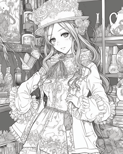 85 Fashion Girl Anime Coloring Book with Resell Rights (Printable)