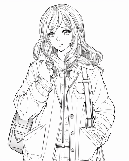 85 Fashion Girl Anime Coloring Book with Resell Rights (Printable)
