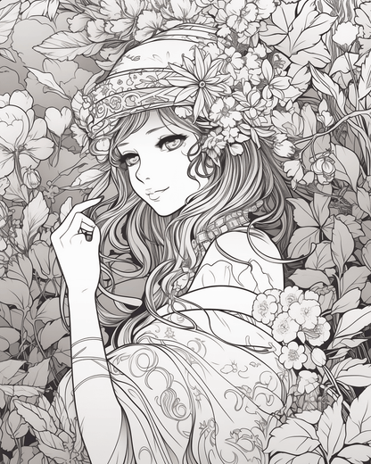 85 Fashion Girl Anime Coloring Book with Resell Rights (Printable)