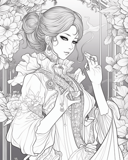 85 Fashion Girl Anime Coloring Book with Resell Rights (Printable)