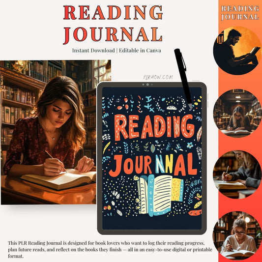 Reading Journal with PLR  & MRR Rights (Printable & Editable Formats)