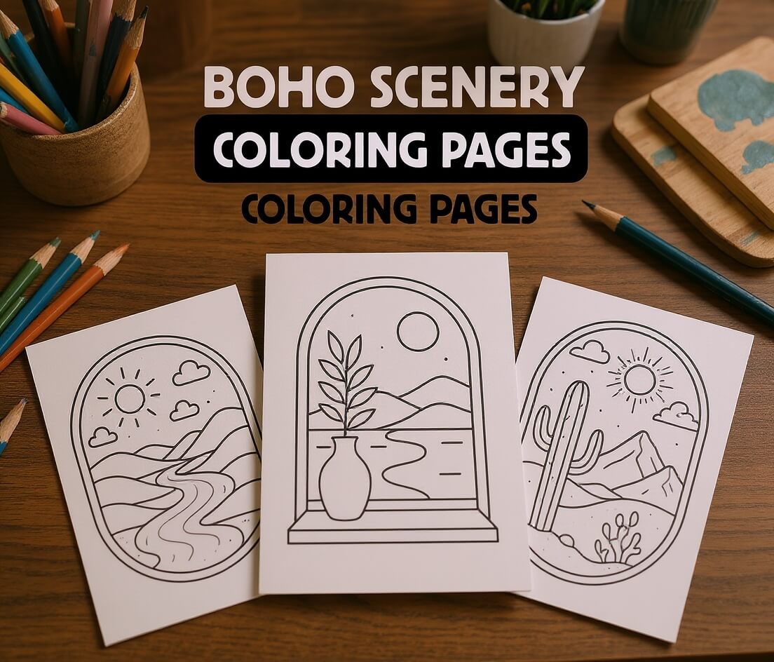 50 Soft Aesthetic Boho Vibes Coloring Book – for Mindful Creativity (Resell Rights Included)