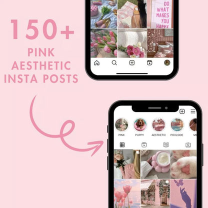 550 Pink Aesthetic Faceless Content W/ Master Resell Rights