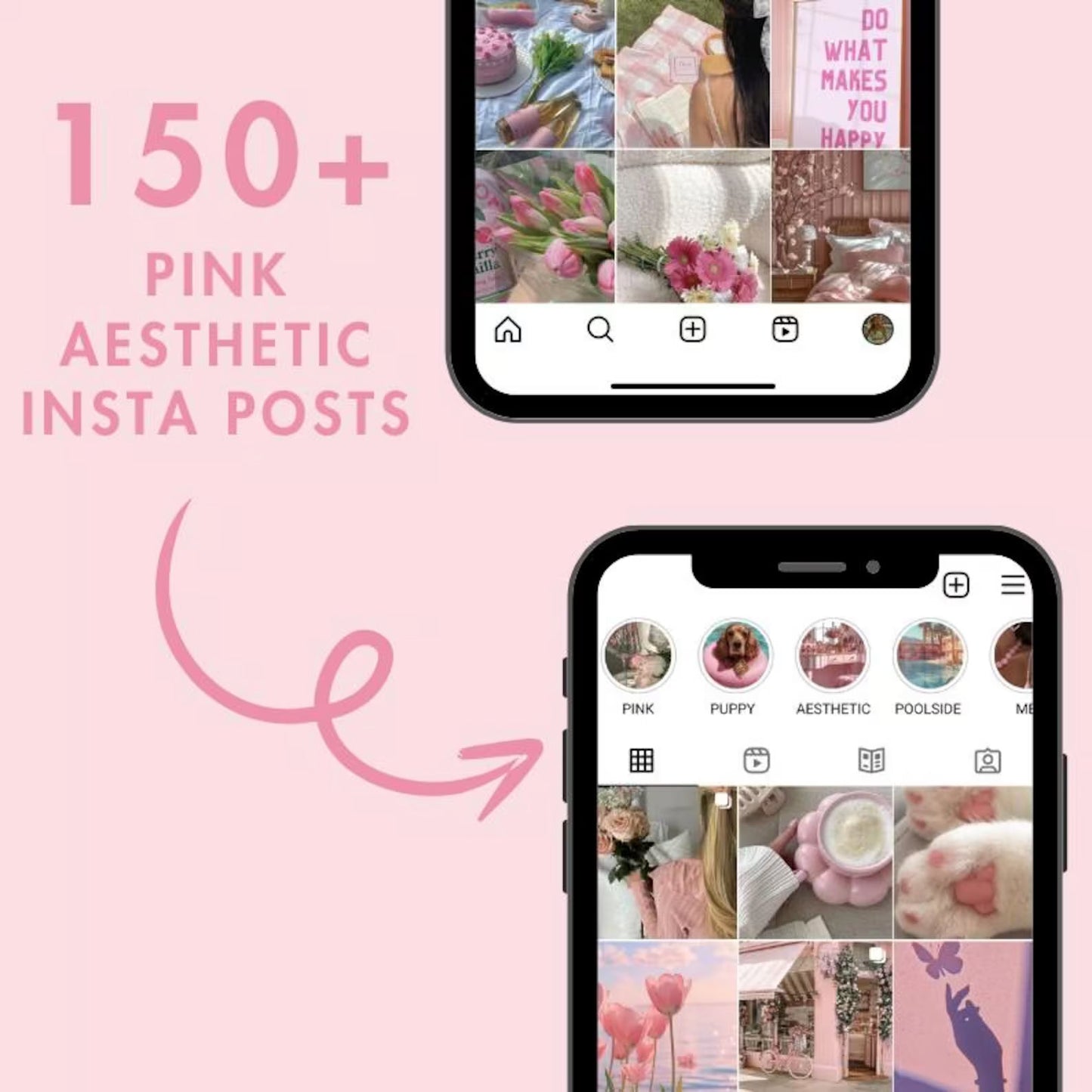 550 Pink Aesthetic Faceless Content (with Master Resell Rights)