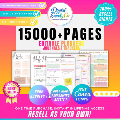 15,000+ Pages PLR Planners, Journals, & Templates | 2026 Bundle | with Resell Rights